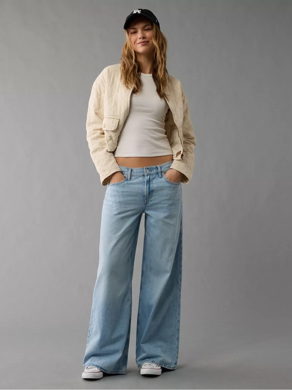 American Eagle Outfitters Light Blue Wide Leg Jeans